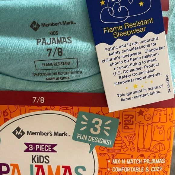 Member’s Mark kid’s pj set 1 long sleeve top, 1 Tee pants size 7/8 - Picture 3 of 6